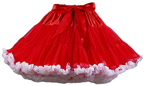 PhilaeEC Damen Petticoat Tüllrock Kurz Tutu Ballett Ballkleid Unterrock Underskirt Crinoline, Frauen Plissee Party Kostüm Skirt, Länge 40cm, Taille 55-95cm