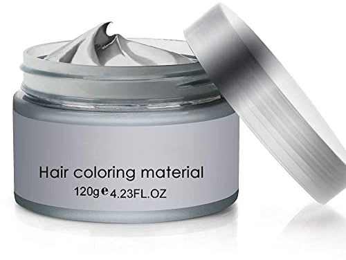 Silber-Grau Frisur Creme Instant Haarwachs Haar Pomaden Lang anhaltende natürliche Silber-Grau Matte Frisur Wachs 4,23 Unzen für Männer und Frauen für Party, Cosplay, Nachtclub, Masquerade,Halloween