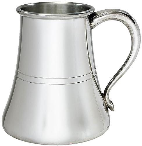 I LUV LTD Peltro Boccale 1 Pinta Spedito con Base Larga e Maniglia del Cigno Puro Pesante Misura Birra Boccale Perfetto per Inciso Regali Personalizzati per Uomini e Donne
