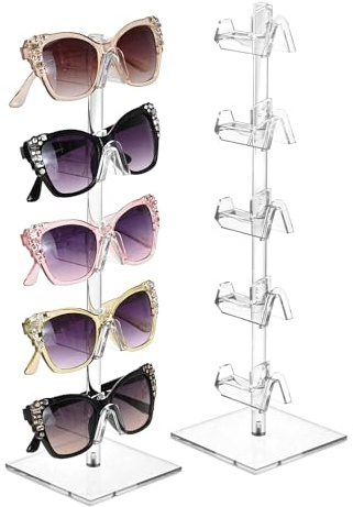 MOOCA 2 Pcs Set Premium Acrylic Sunglass Organizer, Glasses Holder, Sunglass Holder, Glasses Stand, Eye Glass Holder, 5 Frames for Each