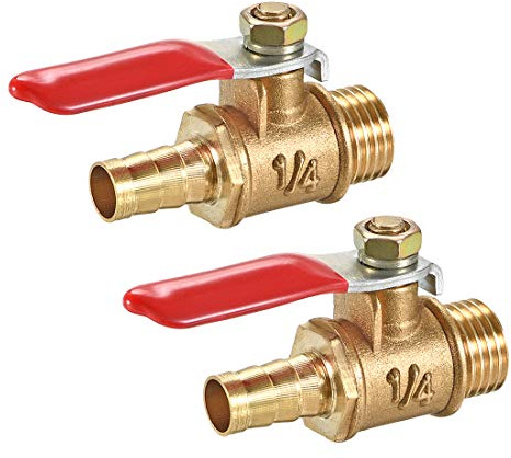 sourcing map 2Stk Messing Luft Kugelhahn Abschalten Schalter 1/4 NPT Außengewinde zu 5/16 Schlauchstutzen