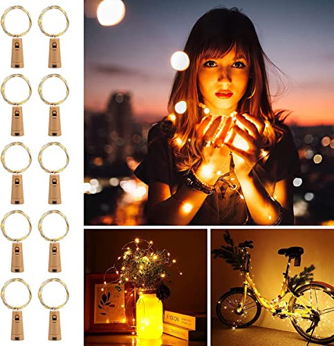 Koopower 10x 20 LEDs Flaschenlichter mit Batterien (Warmweiß, 10er-Packung)