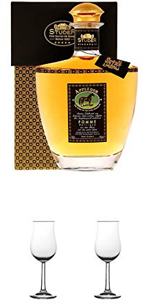 Studer Appledor Apfel Pomme Barrique 0,7 Liter + Nosing Gläser Kelchglas Bugatti mit Eichstrich 2cl und 4cl 1 Stück + Nosing Gläser Kelchglas Bugatti mit Eichstrich 2cl und 4cl 1 Stück