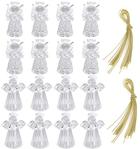 Gearific 16 Pcs Glass Angel Ornaments for Christmas Tree Decorations-Clear
