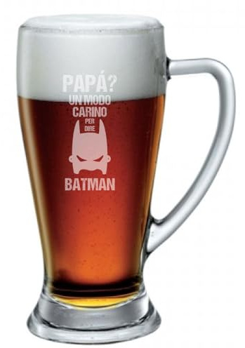 bubbleshirt Boccale da Birra Incisione papà - papà Un Modo Carino per Dire Batman - Idea Regalo papà - Bicchiere in Vetro Chiaro, ca 38cl