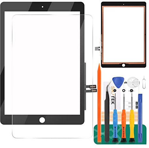 Touchscreen-Digitizer für iPad 9.7 2018 A1893 A1954, glas für iPad 2018 A1893 A1954 Touch Display Panel teile Kit mit gehärtetem Glas + Werkzeug (nicht LCD, ohne Home-Taste) (schwarz)