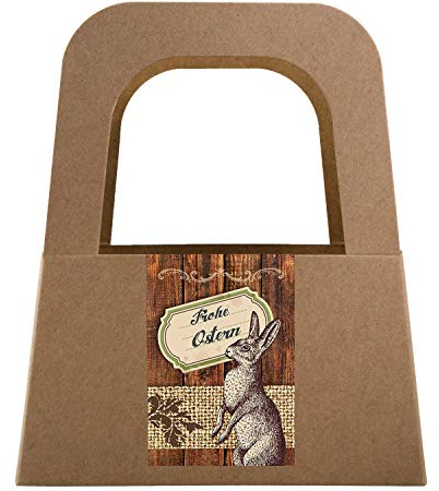 Logbuch-Verlag 5 Henkelkörbe aus Kraftpapier mit Osteraufkleber braun FROHE OSTERN - kleines Osternest - Osterkörbchen für Kunden, Kinder, Mitarbeiter