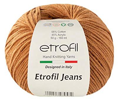 5 boll (nyans) Etrofil jeansgarn, 55 % bomull 45 % akryl, 50 g (1,76 oz), 160 m (174 yds), garnvikt: 2: Fine-Sport, 59