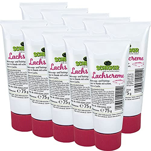 Schecker Lachscreme 10 x 75g cremig - lecker - Belohnung und Training - Snack für Hunde ohne Konservierungsstoffe