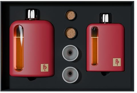 Ragproper Moderner Glas-Flachmann für Herren, Kork- und Silikon-Deckeleinlagen, fester Griff, gebogene Kanten, langlebige silikonbeschichtete Flasche für Whiskey, Likör, Sprits, 100 ml einzeln + 240