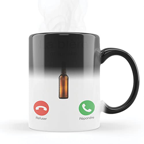 Mygoodprice MUG Magique qui change de couleur sensible à la chaleur - Thermosensible - en céramique au motif Biere m'appelle