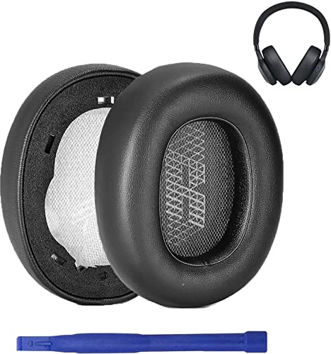 Aiivioll Almohadillas de Repuesto compatibles con JBL Live 650BTNC/660BTNC Wireless Over-Ear Earpads Protein PU Leather Restoration Parts (Negro)
