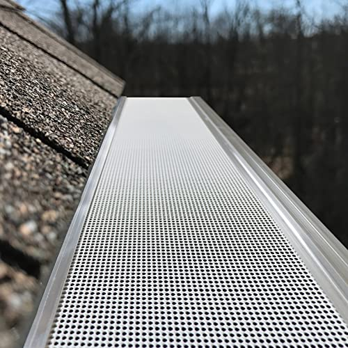 Air Jade Gutter Guards, 48ft (15 Pack) Micro Mesh Stainless Steel Gutter Needle and Leaf Filter, DIY and Modify for Universal Fit Any Roof or K-Style or Other Gutter System of 5, White