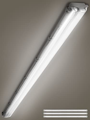 wowspeed Feuchtraumleuchte LED 150cm,44W 4400LM LED Leuchtstoffröhre, 4000K Neutralweiß Kellerlampe, IP65 Wasserdicht Deckenleuchte Röhre,Werkstattlampe für Keller Garage Küche