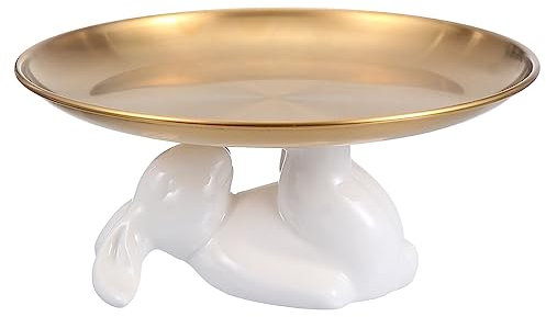 TOPBATHY Bandeja De Conejo Platos De Pascua Figuritas De Conejitos De Pascua Bandeja para Postres Bandeja De Joyería De Conejo Fuente para Servir Frutas Pan De Molde Cerámica Estatuilla