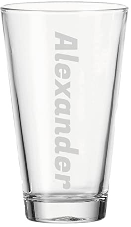 LUXENTU Trinkglas mit Gravur, Name vertikal, 300 ml, 1 Stück | Personalisierte Softdrinkgläser für Geburtstage & Events, Universell einsetzbar, Spülmaschinenfest