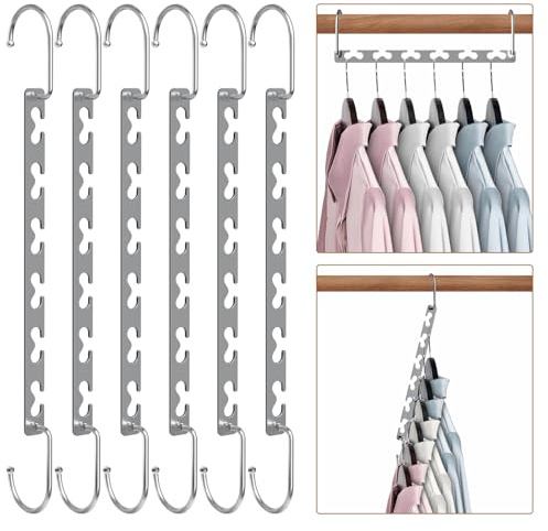 Sindax 6 Stück magische, platzsparende Kleiderbügel, robuste Edelstahl-Kleiderbügel für Kleidung, tragbarer Schrank, Kleiderschrank, Aufbewahrungsorganisator für Hosen, Mäntel und Anzüge