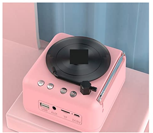Giradischi stereo in vinile Giradischi in vinile atomico Altoparlante Bluetooth Mini piccola radio Retrò piccoli regali creativi (Color : Pink, Size : R)