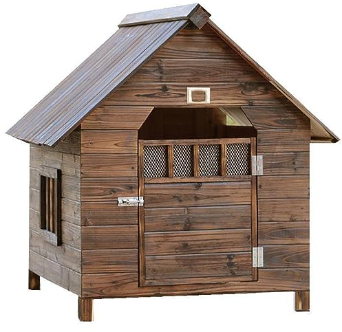 Outdoor Holz Haustier Zwinger mit Türen und Fenstern Atmungsaktive Belüftung Baffle Sonnenschutz Isolierung Vier Jahreszeiten Universal (M)