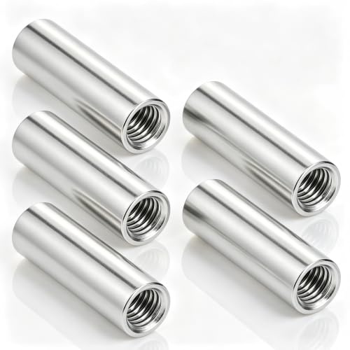 Tissting 5 Pezzi Manicotti Filettati Rotondi M12 X 1,75 Filettatura Femmina 16 mm OD 45 mm Acciaio Inossidabile Dadi di Accoppiamento Tondi per Fissaggio