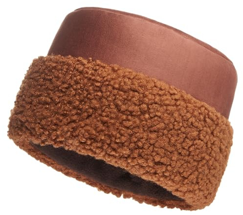 Futrzane Sherpa Mütze mit Fellrand - Wintermütze Damen - Wildleder Russen Hut (M, Braun - Braun Sherpa)