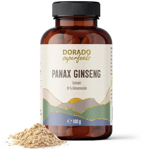 Panax Ginseng Pulver – 2.000 mg Extrakt täglich (10:1, entspricht 20.000 mg Rohwurzel) – 100 g (50-Tagesvorrat) – 10 % Ginsenoside – vegan | Dorado Superfoods®