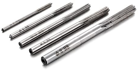 QUNINE 5-teilige Handreibahle mit geradem Schaft, Präzisions-H8-Reibahle aus Hartstahl, 3 mm, 4 mm, 5 mm, 6 mm, 8 mm Randdurchmesser, Maschinenreibahle, Handreibahlen-Set