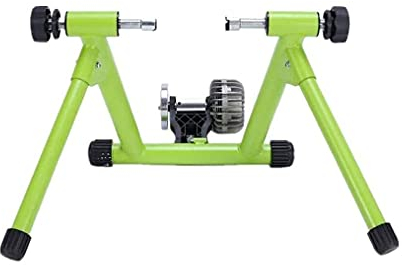 Fahrradtrainer-Ständer für Indoor-Fahrwiderstandstrainer mit Vorderrad-Riser-Block und Schnellverschluss. Stationärer Fahrradständer für Rennräder und Mountainbikes