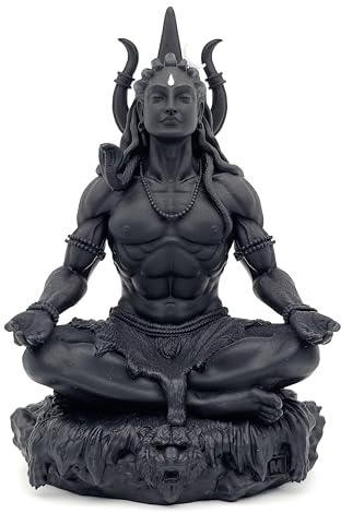 MurtiHome Mahayogi Shiva Murti 8,89 cm Höhe Schwarz 3D Gedruckt UV Harz Hinduistische Religiöse Statue von Adiyogi für Auto Armaturenbrett Zuhause und Geschenk