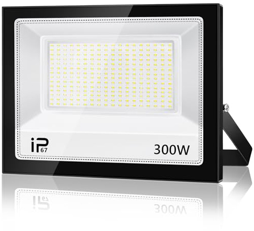 LED Strahler Außen 300W, IP67 Wasserdicht Superhell Fluter, 30000LM Außenscheinwerfer, 7000K Kaltweiß Flutlicht für Auffahrt, Hinterhof, Garten, Werkstatt