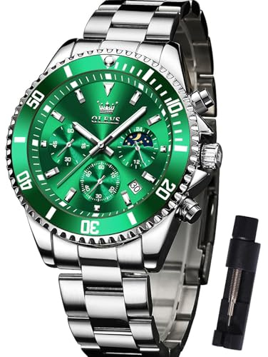 OLEVS Edelstahl Uhren Herren Wasserdicht Leuchtende Modern Großes Herrenuhren Metallarmband Analog Kleid Armbanduhr Herren mit Datumsanzeige