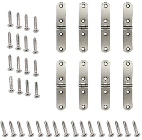 Cerniere piccole, 8 cerniere pieghevoli a 180 gradi, in acciaio inox, con 32 viti per tavolo pieghevole, armadio, scatola di legno fai da te