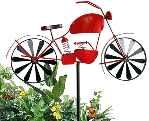 Windspiel für den Außenbereich, Garten-Windspiel für den Außenbereich | Lustiges Windmühlen-Motorrad, Windmühlen-Dekoration im Freien | Metall-Gartendekoration mit Windturbine, handbemalt, Garten-Rase