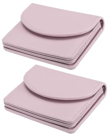 QUARKZMAN PU Leder Visiten Karten Etui 2Stk Visiten Namens Karten Etui Geldbörse mit Magnet Verschluss Tasche Etui für Damen Kredit Ausweis Rosa
