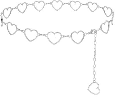 KGDUYC Damen Gürtel Mode Taillengürtel Metall Kettengürtel Verstellbare Taillenkette Hüftkette für Kleider，bauchkette silber，waist chain，Herzförmige Taillenkette，gürtel y2k，kettengürtel