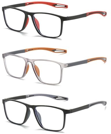 Hubeye 3 Pares Gafas de lectura deportiva para mujeres y hombres ultraligeras anteojos de lectura gafas anti luz azul 1.50