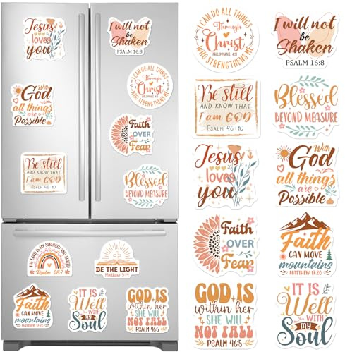 Dazoratix Inspirational Bible Refrigerator Magnets - 12 Pcs Boho Christian Fridge Magnet Decorations Motivational Religious Jesus Verse Scripture Locker Accessories for Girls Home Kitchen Locker Decor