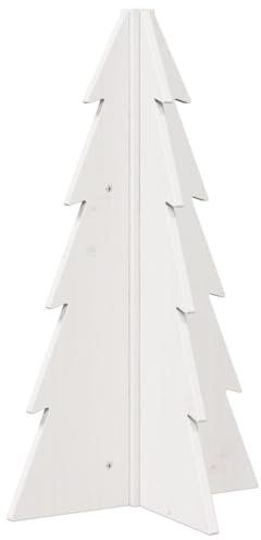 vidaXL Árbol de Navidad de Adorno Madera Maciza Pino Blanco 69,5 cm, decoración del árbol de Navidad de Madera, árbol Decorativo de Madera, decoración del árbol de Madera
