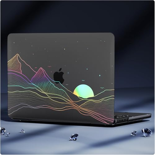 KEROM für MacBook Air 13 Hülle 2025 M4, 2024-2022 M3 M2 A3240 A3113 A2681, Ultradünne Transparent Schwarz Kunststoff Case & Tastaturschutz für MacBook Air 13'' M4/M3/M2 Chip (2022-2025), Sonnenaufgang