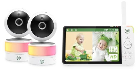 LeapFrog Baby Monitor with 2 Cameras, Colour Night Vision, 7 HD and 720p Screen, 360° Panorama, 8X Zoom, Night Light, Humidity and Temperature Sensor, 300 m Range, Safe Connection, LF920-2HD