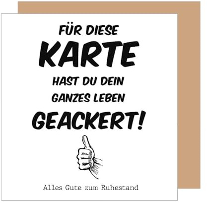 Edition Seidel Premium quadratische Glückwunschkarte zum Ruhestand mit Umschlag. Grußkarte Karte mit Spruch für Frau Mann Kollegin Kollege Pension Abschied lustig (RQ104 SW025)