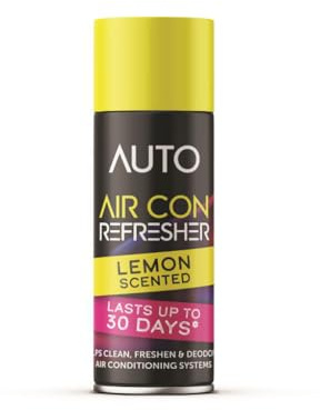 Air Con Refresher Lemon Scented 200ml – Antibacterial Aircon Cleaner for Vehicle Interior, New Car Smell Air Freshener Spray, Long Lasting Fresh Fragrance