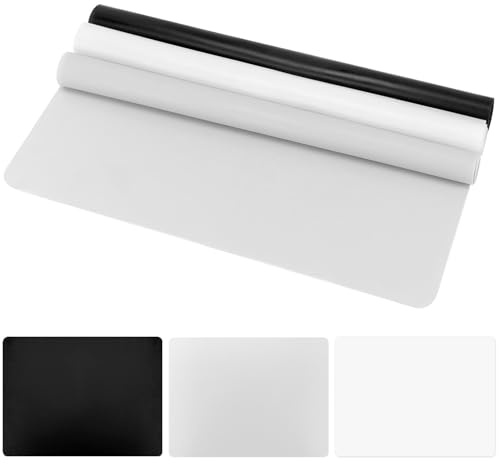 QWORK® 3 Stück Silikonmatte, 40x30 cm Hitzebeständige Silikonmatten für Arbeitsflächen, Schwarz, Grau, Weiße Silikon-Bastelmatte