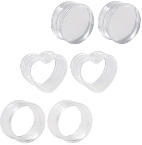 GUSXPPD Estirador De OíDos 3 Pares, Tapones AcríLicos TúNeles, TúNeles De Carne AcríLicos, Estiradores De TúNeles De OíDos, Tapones Flexibles TúNeles De Carne 6-16mm (Transparente, 16MM)