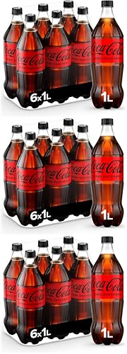 Coca-Cola Zero Zuccheri – 6 Bottiglie da 1 L, Tutto il Gusto della Formula Coca-Cola Senza Calorie, in bottiglia PET 100% Riciclabile, Bevanda Analcolica con Edulcoranti (Confezione da 3)