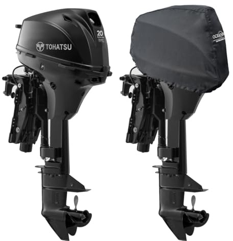 Oceansouth Tohatsu Halbe Außenbord-Abdeckung (MFS15E, MFS20E 2018>) – Schwarz, wasserabweisend, Außenbordmotor-spezifische Passform – Motorabdeckung