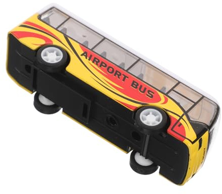 IMIKEYA Die-cast Mini Pull Back City Bus Toy for Toddlers, Airport Metal Vehicle Model, Yellow Alloy Friction-powered Play Figure for Party Favors and Classroom Rewards