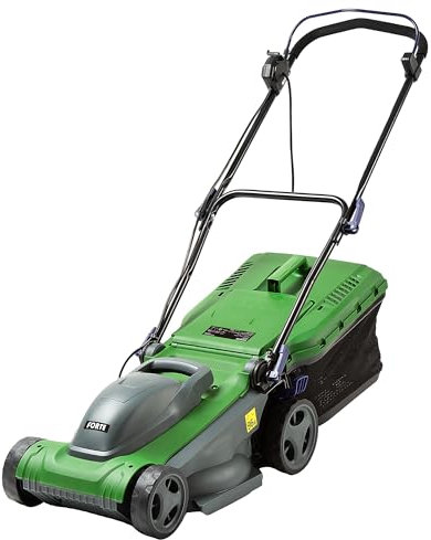 Forte 1600W Electric Lawnmower with a 37cm cutting width, 6 adjustable cutting heights, mulching option and a Rear Roller. Powerful electric Lawnmower for Medium to Large Lawns (37cm Mower).