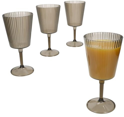 MamboCat Togo 4er Set Kunststoff-Weingläser grau für Camping, Picknick & Outdoor I 350 ml I Gläser mit Stiel I Camping-Geschirr für Wein, Wasser, Saft, Limo & Co