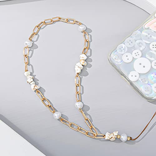 Aniyan 1 Stück Handykette Metall mit Pearl/Anhänger/Gravel, Schlüsselband Kurz für iPhone 15/14 Samsung S23 und Alle Anderen Modelle, Handyanhänger, Universal, Handgelenk, Geschenk